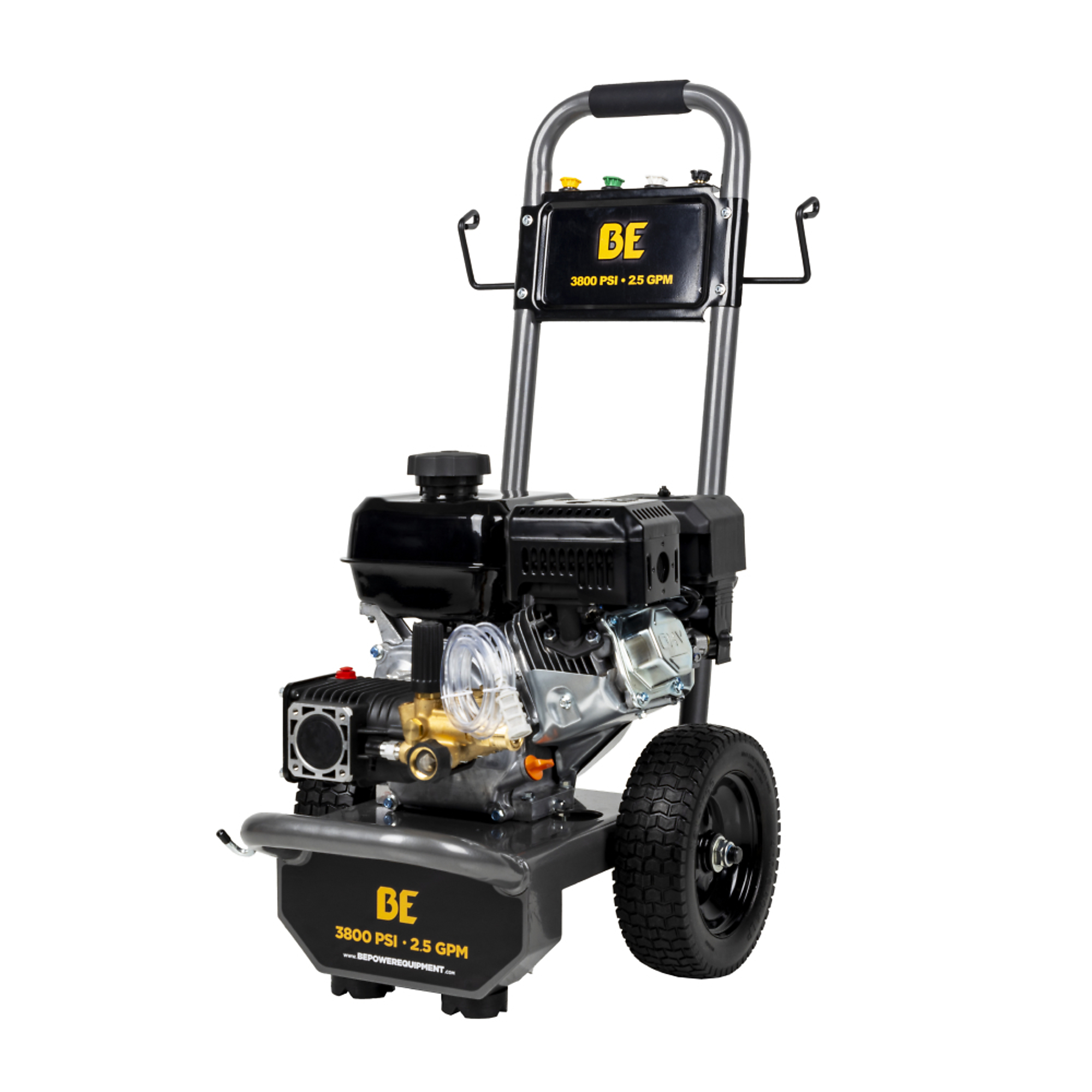 BE Power Equipment Cold Water Gas Pressure Washer with PowerEase R225 Engine, AR Triplex Pump, 3800 PSI, 2.5 GPM